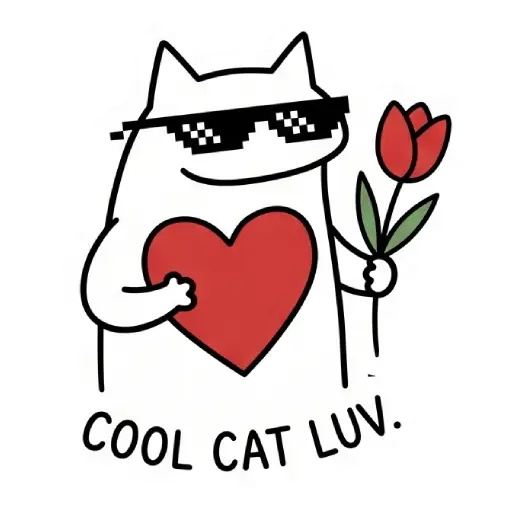 funny, cat, love, romantic, love you, WhatsApp, sticker, valentine