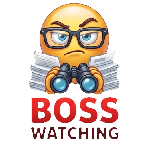 smiley faces, emoji, funny office stickers, office, boss, WhatsApp stickers, sticker pack, free download, boss watching
