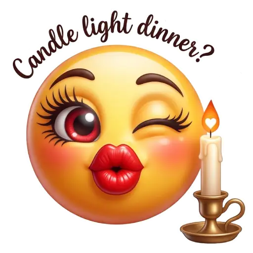 Cute smiley face, stickers, Whatssapp stickers, love, kiss me, valentine, date, dinner