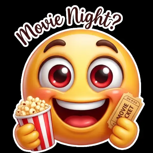Cute smiley face, stickers, Whatssapp stickers, love, kiss me, valentine, date, movie night