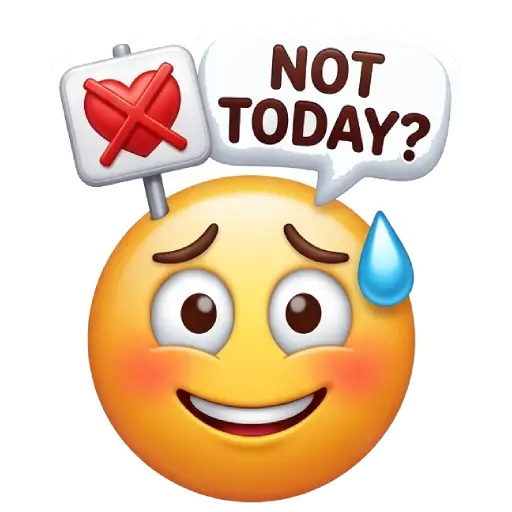 Cute smiley face, stickers, Whatssapp stickers, love, kiss me, valentine, not today