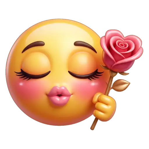 Cute smiley face, stickers, Whatssapp stickers, love, kiss me, valentine, rose flower for you