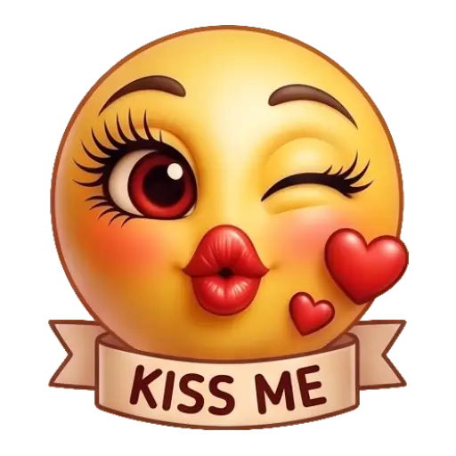 Cute smiley face, stickers, Whatssapp stickers, love, kiss me, valentine
