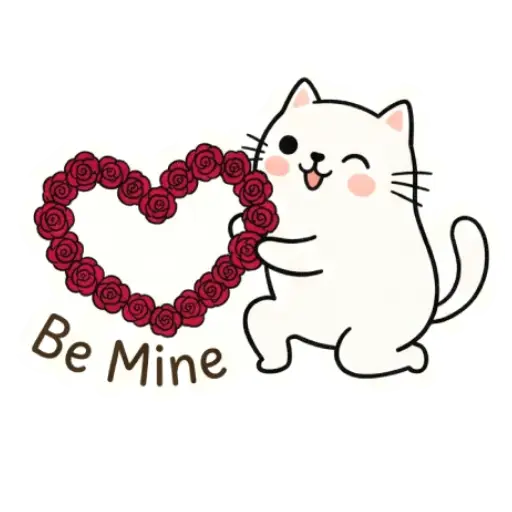 Hello, my love, cat, cat lover, romantic, love, cute, WhatsApp stickers, stickers, love message be mine