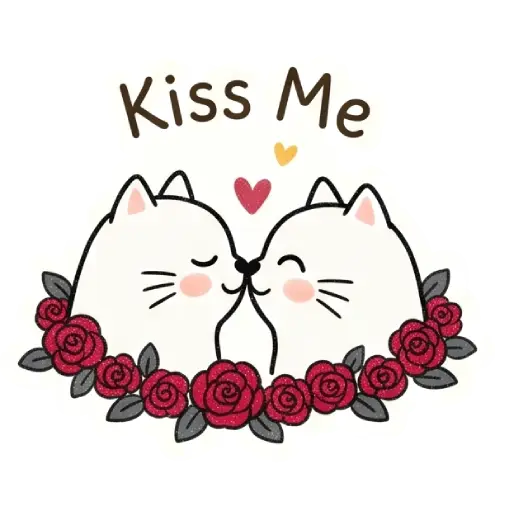 Hello, my love, cat, cat lover, romantic, love, cute, WhatsApp stickers, stickers, love message kiss me
